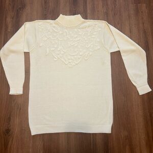 Dana Scott Sweater Cream Off White Floral Size Small